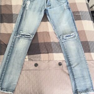 Men's Distressed Blue Jeans